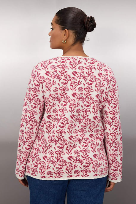 Trendyol Curve Dam Rosa Blommig Lång Regular fit Plus size Koftor - Image 3