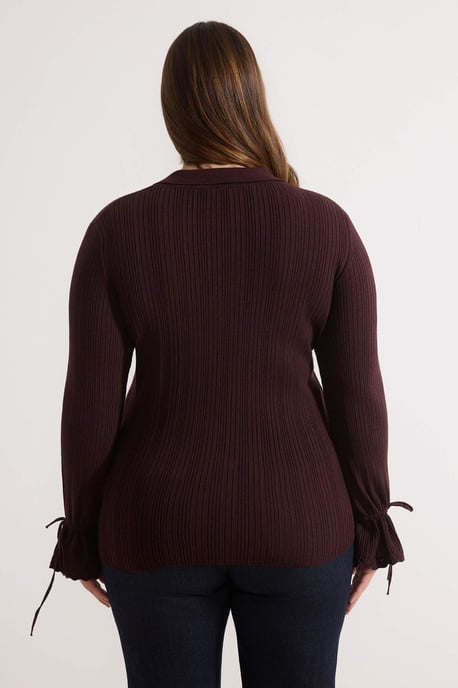 Trendyol Curve Dam Vinröd Enfärgad Lång Figursydd Plus size Koftor - Image 3