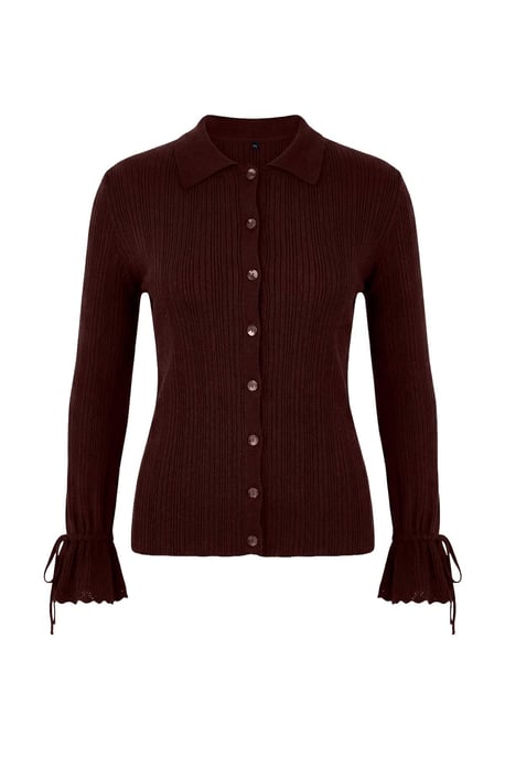 Trendyol Curve Dam Vinröd Enfärgad Lång Figursydd Plus size Koftor - Image 4