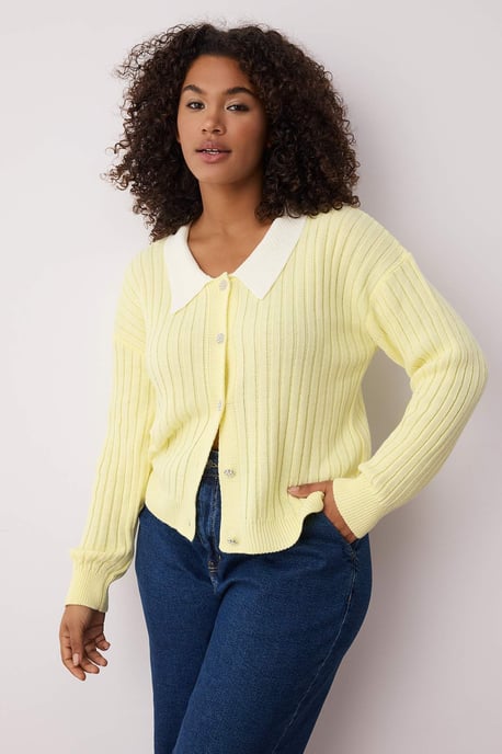 Trendyol Curve Dam Gul Enfärgad Lång Regular fit Plus size Koftor - Image 6