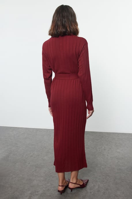 Trendyol Modest Dames Bordeaux Effen Maxi Lang Casual Recht Modest Jurken - Image 4