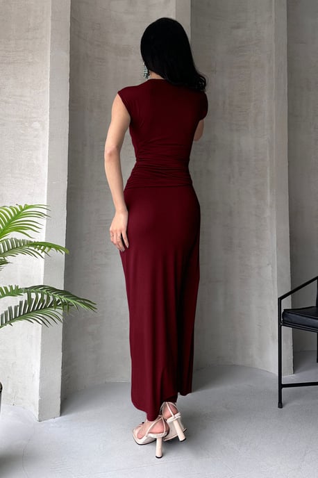 TRENDYOLMİLLA Dam Vinröd Enfärgad Maxi Ärmlös Elegant/Kväll Bodycon Klänningar - Image 2