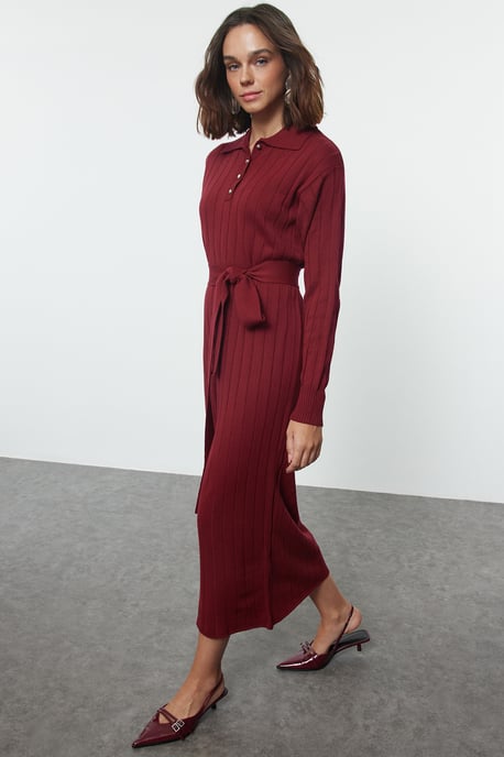 Trendyol Modest Dames Bordeaux Effen Maxi Lang Casual Recht Modest Jurken - Image 5