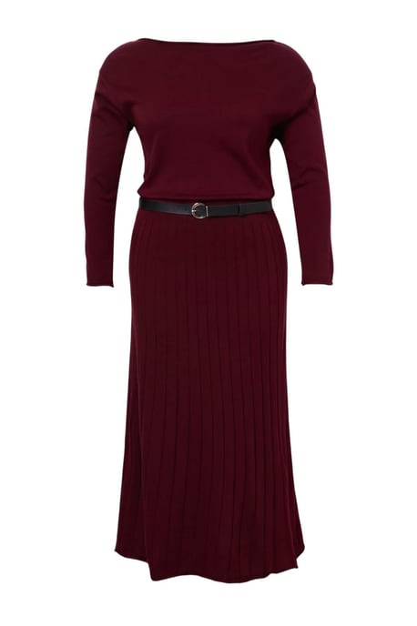 Trendyol Curve Dam Vinröd Enfärgad Maxi Lång Kväll / Vardag A-linje Plus size Klänning - Image 4