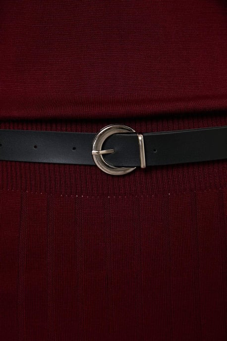 Trendyol Curve Dam Vinröd Enfärgad Maxi Lång Kväll / Vardag A-linje Plus size Klänning - Image 5