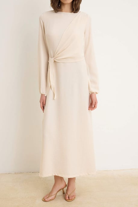 Trendyol Modest Dames Ecru Effen Maxi Lang Casual Double-breasted Modest Jurken - Image 2