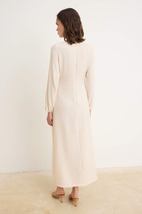 Trendyol Modest Dames Ecru Effen Maxi Lang Casual Double-breasted Modest Jurken - Image 3
