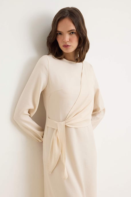 Trendyol Modest Dames Ecru Effen Maxi Lang Casual Double-breasted Modest Jurken - Image 4