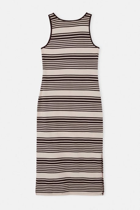Trendyol Curve Dam Vinröd Randig Maxi Ärmlös Casual Rak Plus size Klänning - Image 5