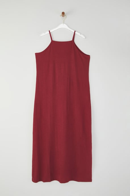 Trendyol Curve Dam Vinröd Enfärgad Maxi Ärmlös Casual A-linje Plus size Klänning - Image 4