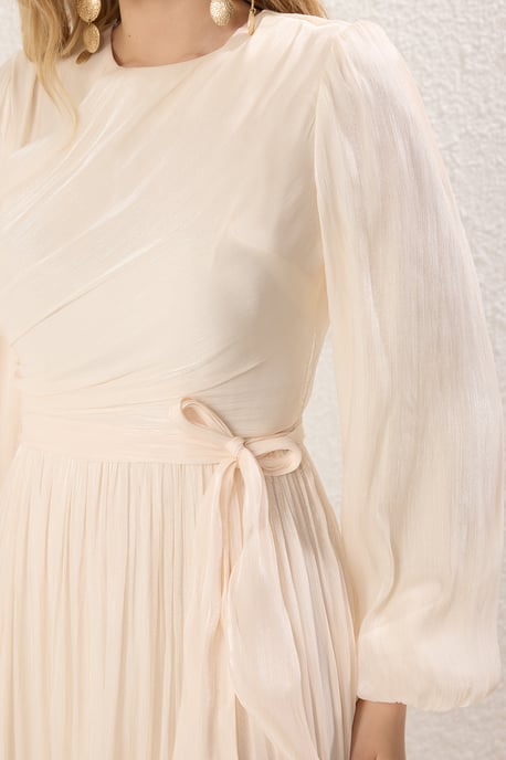Trendyol Modest Dames Ecru Effen Maxi Lang Stijlvol/Avond Skater Modest Avond Jurken - Image 2