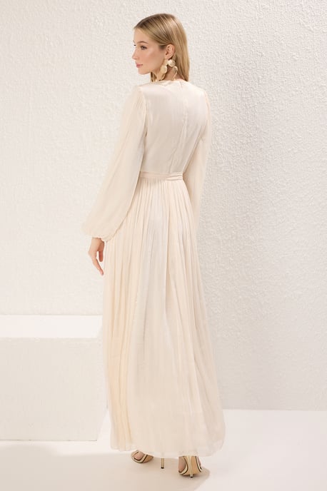Trendyol Modest Dames Ecru Effen Maxi Lang Stijlvol/Avond Skater Modest Avond Jurken - Image 3