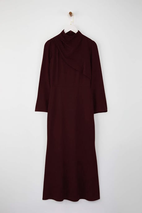 Trendyol Modest Dames Bordeaux Effen Maxi Lang Casual A-lijn Modest Avond Jurken - Image 4