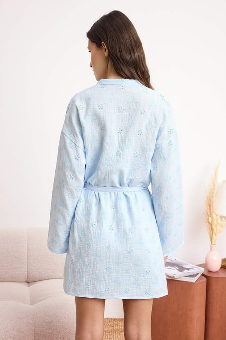 TRENDYOLMİLLA Dames 2-pack Blauw Effen Ochtendjassen - Image 4