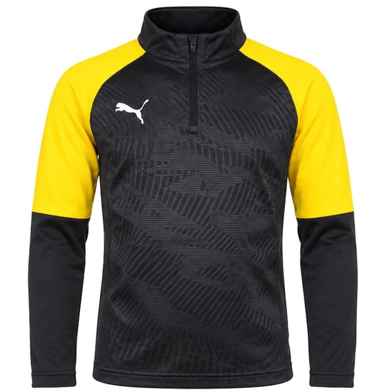 Puma Cup 1/4 Zip Kids Black/Yellow Top - Image 1