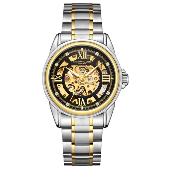 Hand Assembled Anthony James Skeleton Automatic Two Tone Gold & Steel Mens Watch - Image 1