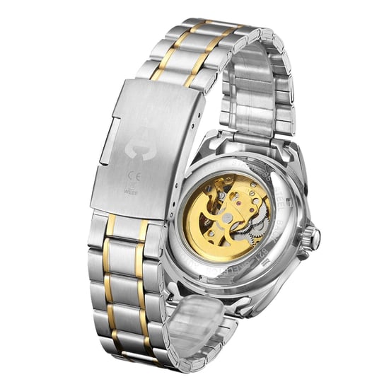 Hand Assembled Anthony James Skeleton Automatic Two Tone Gold & Steel Mens Watch - Image 4