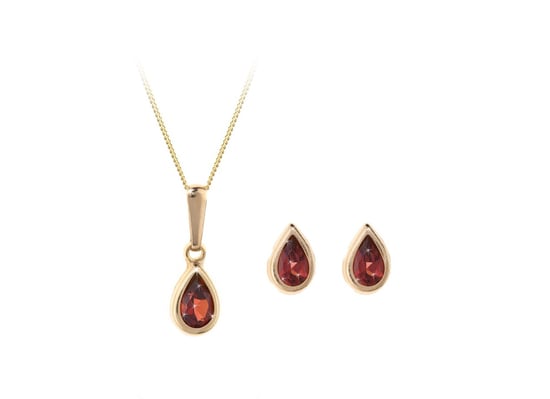 9ct Yellow Gold Birthstone Stud Earring and Pendant Necklace Set - Image 1