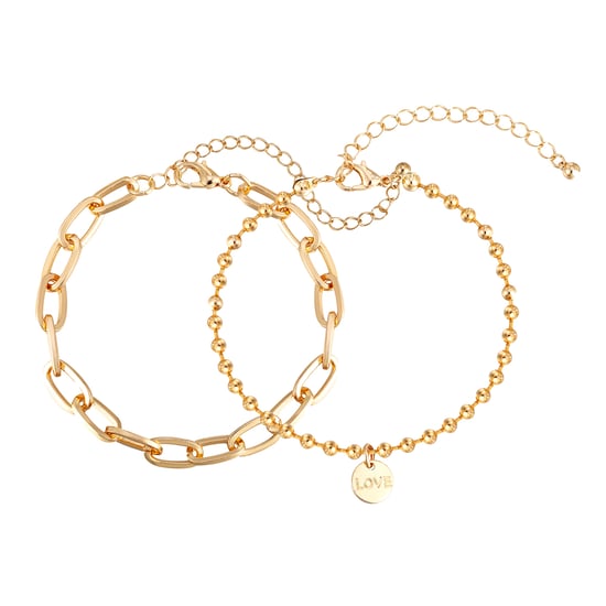 Gold Plated 2 Pack Statement Bracelets - Image 1