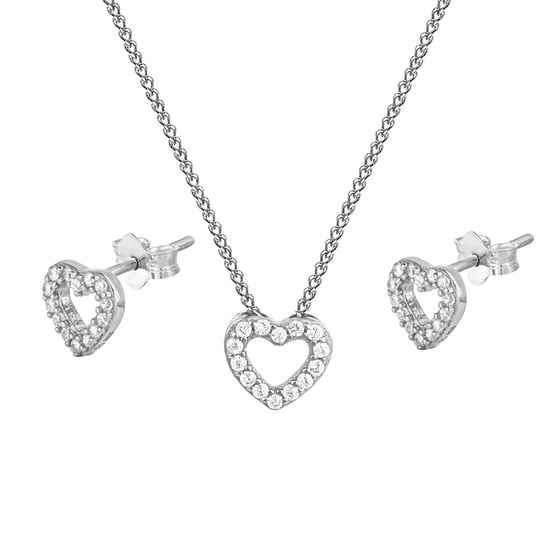 Tiny Heart CZ Pendant Necklace & Stud Earring Set - Image 2