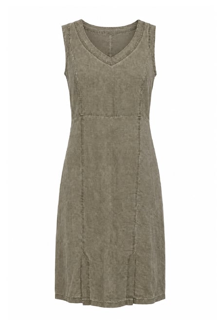 Washed V-Neck Panelled Midi Dress - Image 5