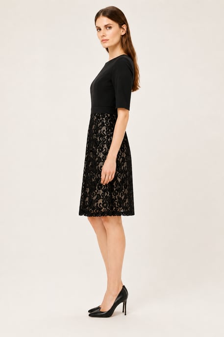 Lace Panel Fit-and-Flare Dress - Image 2