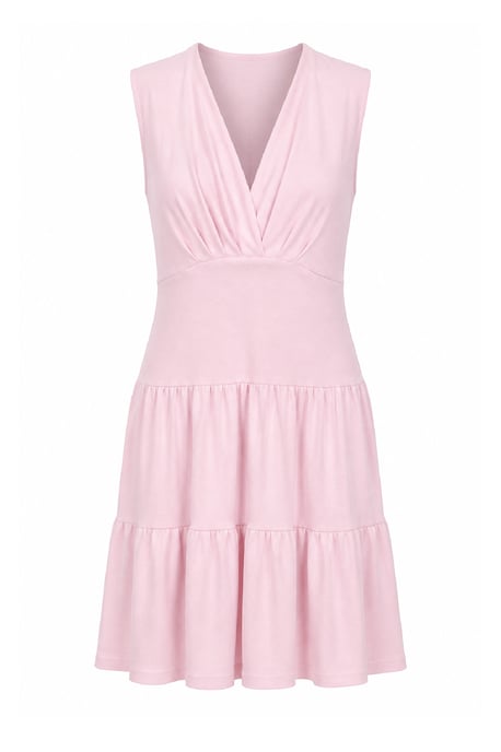 Roze gelaagde V-halsjurk - Image 4