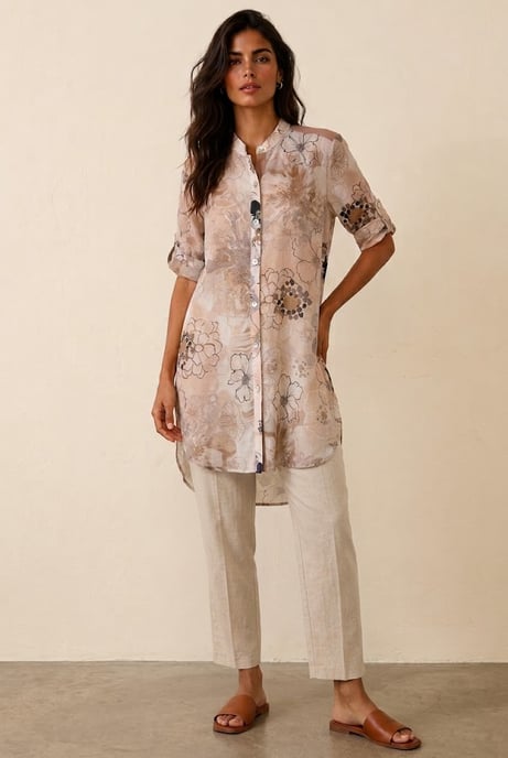 Botanical Breeze Longline Shirt - Image 1
