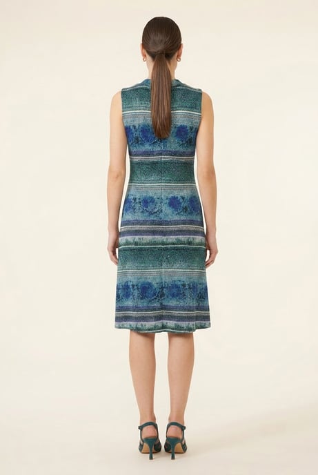Mouwloze jurk met V-hals en randprint - Image 3