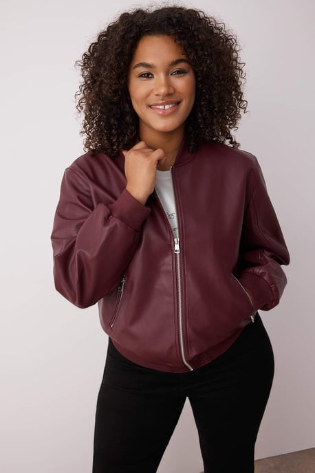 Trendyol Curve Dam Vinröd Enfärgad Lång Regular fit Plus size Kappor - Image 6