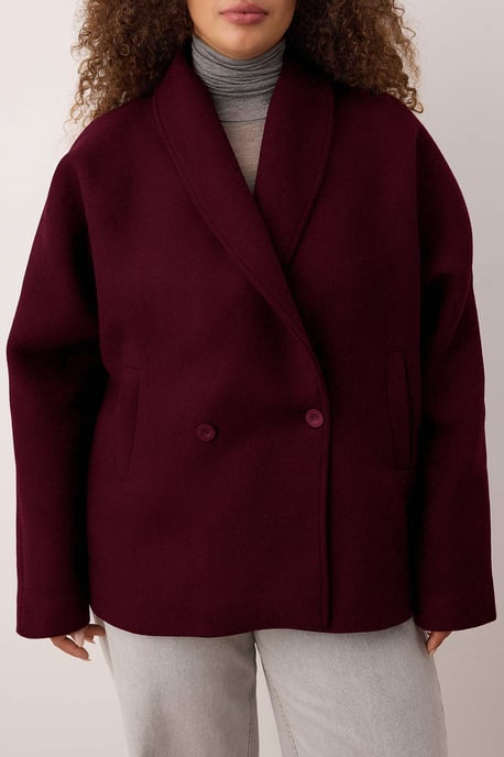Trendyol Curve Dam Vinröd Enfärgad Lång Oversize Plus size Kappor - Image 2