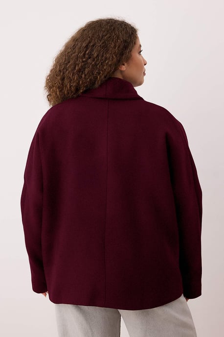 Trendyol Curve Dam Vinröd Enfärgad Lång Oversize Plus size Kappor - Image 3