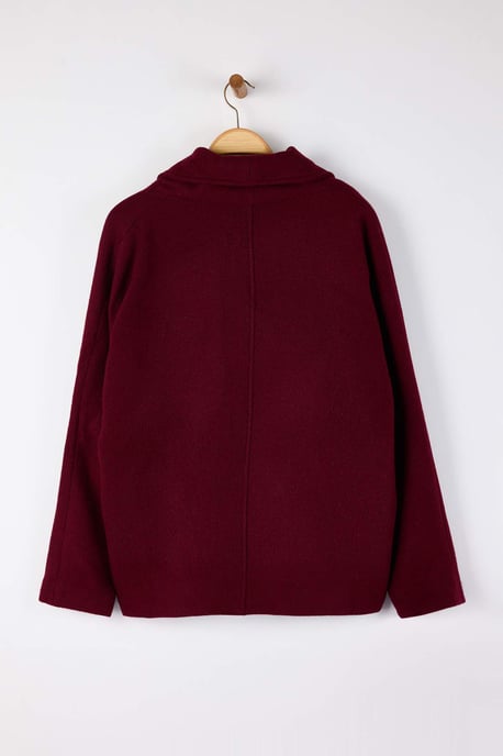 Trendyol Curve Dam Vinröd Enfärgad Lång Oversize Plus size Kappor - Image 5