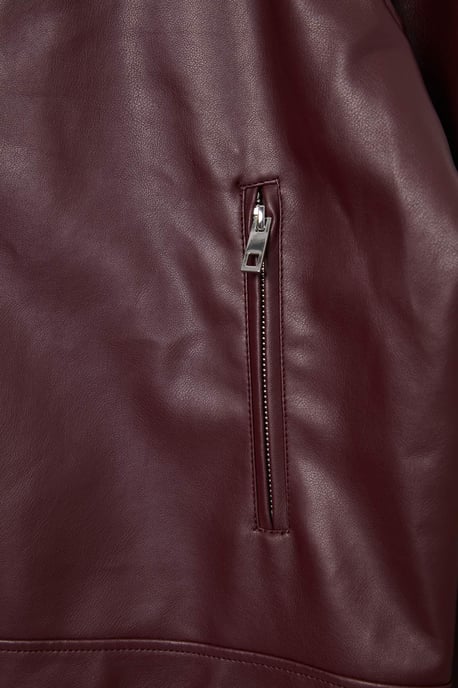 Trendyol Curve Dam Vinröd Enfärgad Lång Figursydd Plus size Kappor - Image 4