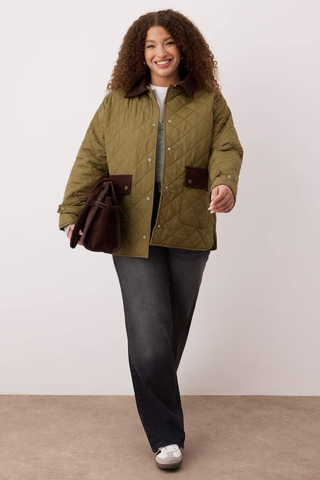 Trendyol Curve Dam Khaki Enfärgad Lång Regular fit Plus size Kappor - Image 2