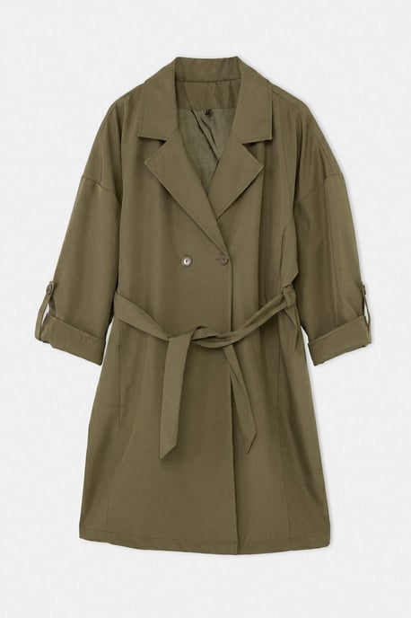 Trendyol Curve Dam Khaki Enfärgad Oversize Plus size Trenchcoats - Image 4