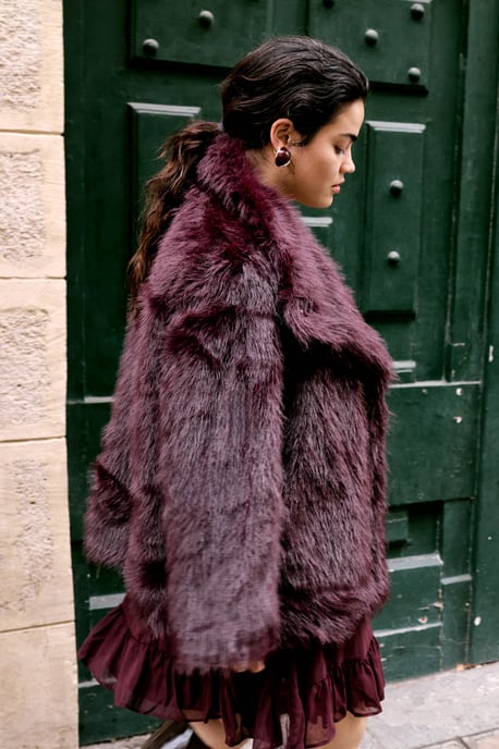 Trendyol Curve Dam Vinröd Enfärgad Lång Regular fit Plus size Kappor - Image 6