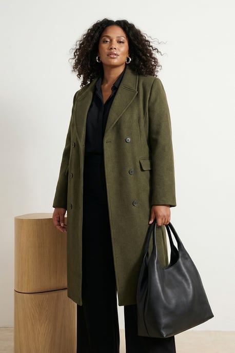 Trendyol Curve Dam Khaki Enfärgad Lång Regular fit Plus size Kappor - Image 1