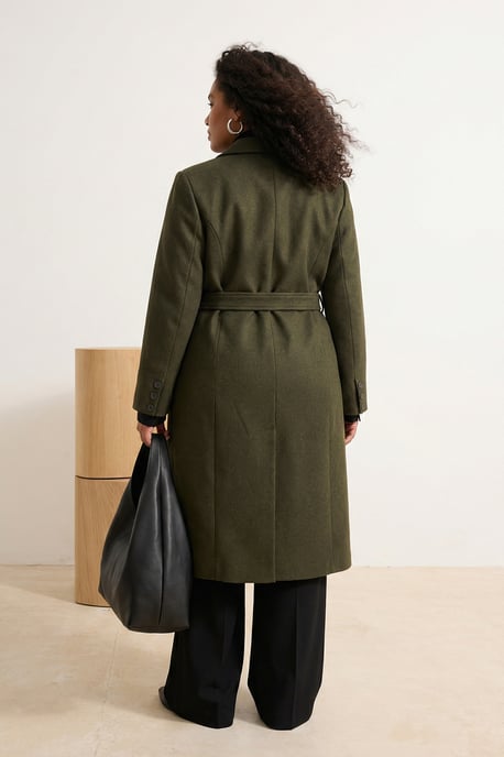 Trendyol Curve Dam Khaki Enfärgad Lång Regular fit Plus size Kappor - Image 2