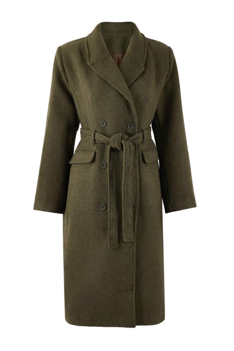 Trendyol Curve Dam Khaki Enfärgad Lång Regular fit Plus size Kappor - Image 3