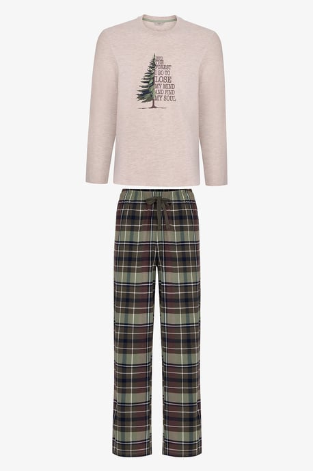 Men's Pine Forest Plaid Long Sleeve Pajama Set - Image 1