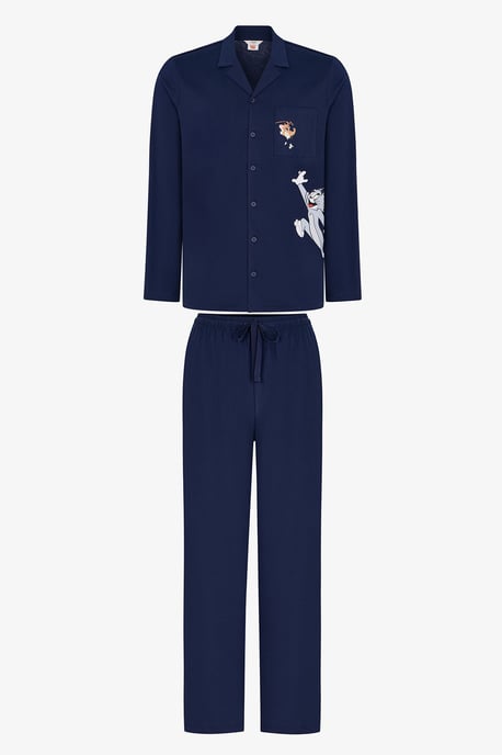 Men's Tom&jerry Long Sleeve Shirt Trousers Pajama Set - Image 1