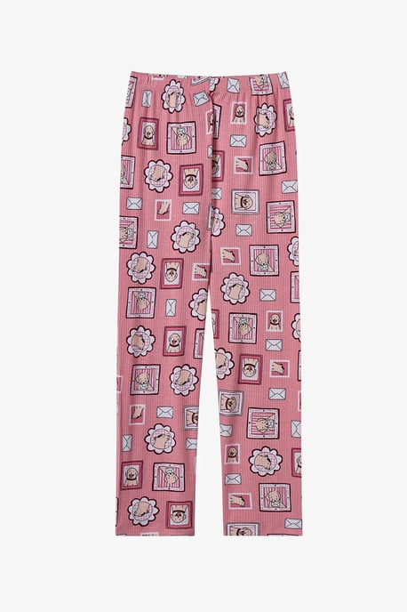 Girls' Kind Mailing Dog Print Long Sleeve Shirt Trousers Pajama Set - Image 3