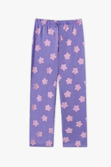 Girls' Feel Better Cat Print Cotton Buttoned Long Sleeve Shirt Trousers Pajama Set - Image 3