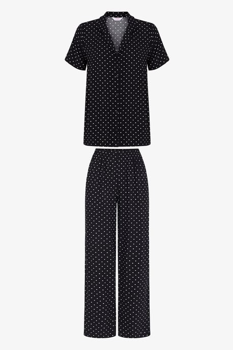 Polka Dot Short Sleeve Shirt Pants Pajama Set - Image 5