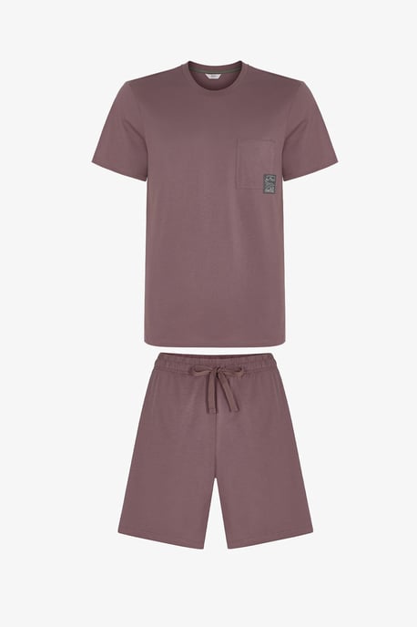Men's Woodland Earth Short Sleeve Shorts Pajama Set - Image 1