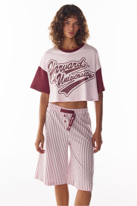 Harvard Graffiti Pattern Short Sleeve Shorts Pajama Set - Image 1