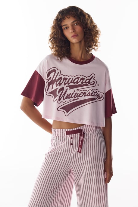 Harvard Graffiti Pattern Short Sleeve Shorts Pajama Set - Image 2