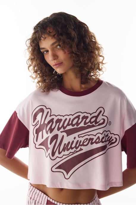 Harvard Graffiti Pattern Short Sleeve Shorts Pajama Set - Image 3