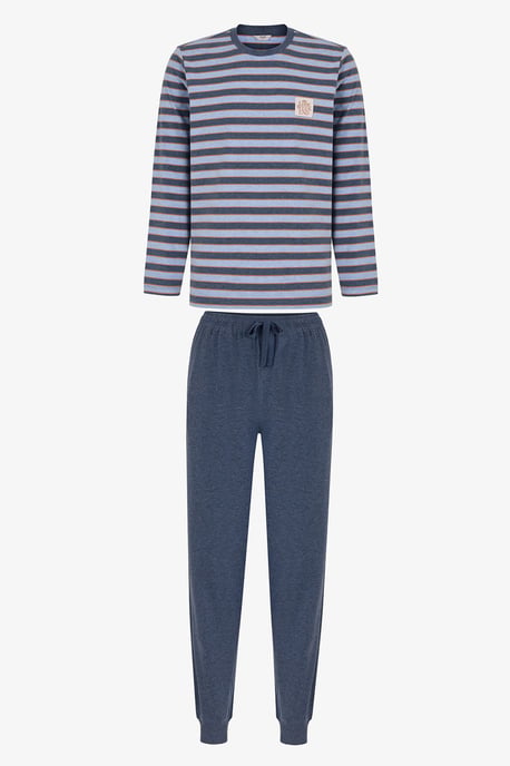 Men's Weekend Striped Long Sleeve Jogger Pajama Set - Image 1